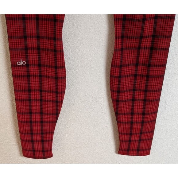 NEW! Wmn's ALO Occasion Buffalo Plaid Leggings in Scarlett Red w/Side Stripe M - Picture 12 of 16
